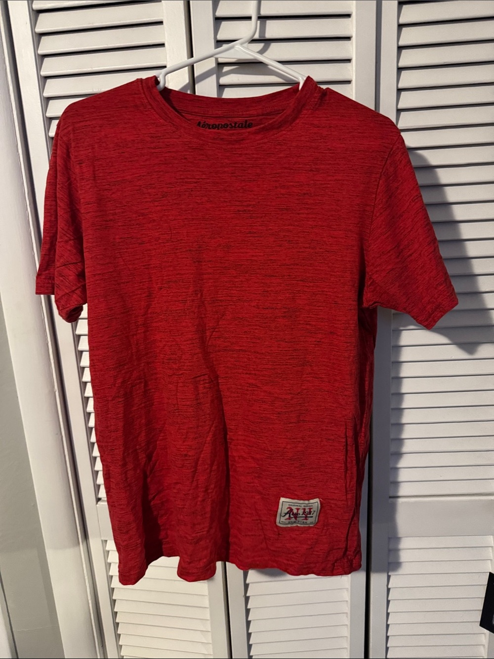 Aeropostale Men's Red Heather Short Sleeve Crew Tee